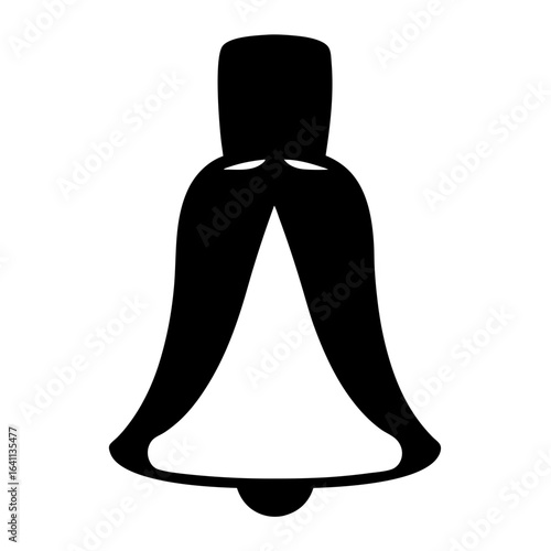 Simple black and white vector silhouette illustration of a bell with ringer