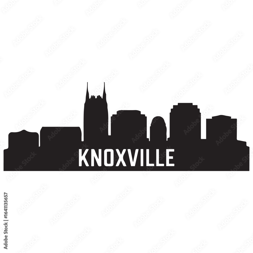 Fototapeta premium Knoxville skyline silhouette. Landscape Knoxville, Tennessee. Vector illustration. Vector black silhouette. with white background.