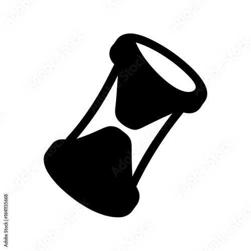 Monochrome graphic icon of an hourglass shape signifying time passing quickly
