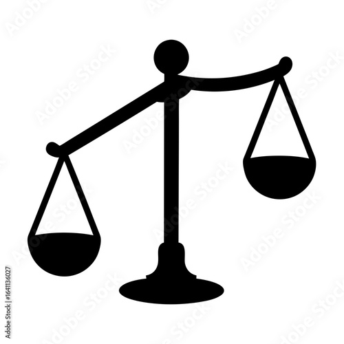 Simple black and white scales of justice, legal fairness depiction graphic