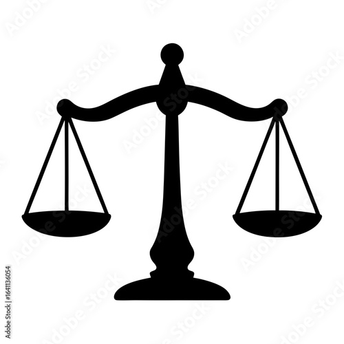 Stylized image of scales of justice in black and white colors