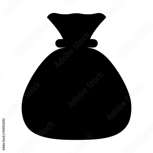 Black silhouette of a money bag or sack of loot vector icon