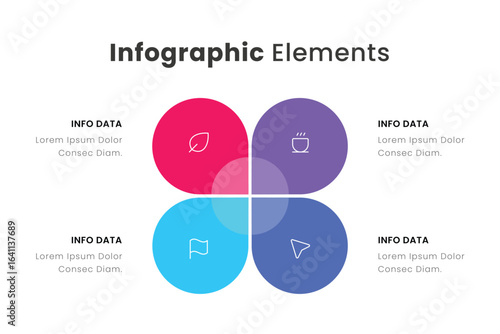 Minimal business circle infographic design template for cycling diagram. presentation and round chart. Business concept with 4 stages. Modern flat vector illustration for data visualization.	