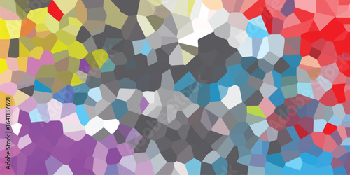 Abstract geometric mosaic pattern in a variety of vivid colors displaying an eye-catching textured background suitable for various design projects