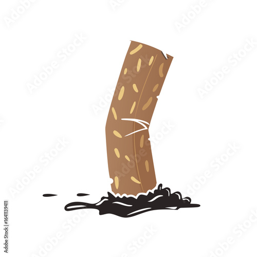 Isolated illustration of tobacco cigarette butts extinguished with ashes, cigarette butts extinguished with ashes for no smoking area sign template
