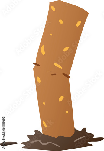 Isolated illustration of tobacco cigarette butts extinguished with ashes, cigarette butts extinguished with ashes for no smoking area sign template
