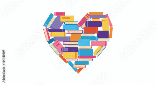 Express your love for reading with this heart made of books, perfect for book lovers and reading enthusiasts