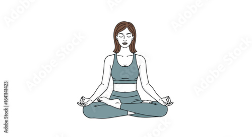 Serene Meditation Illustration Featuring Woman in Lotus Position for Wellness, Yoga, and Mindfulness Content, Suitable for health and lifestyle blog illustrations.