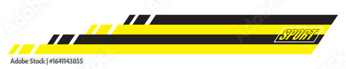 Free Download Sport car decal stripes. Speed lines, racing tuning strips and car sticker vector set. Yellow vehicle marking elements for transport modifying isolated on black. - GFXLoad