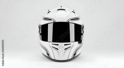 A full-face racing helmet with aerodynamic design, clean and white background