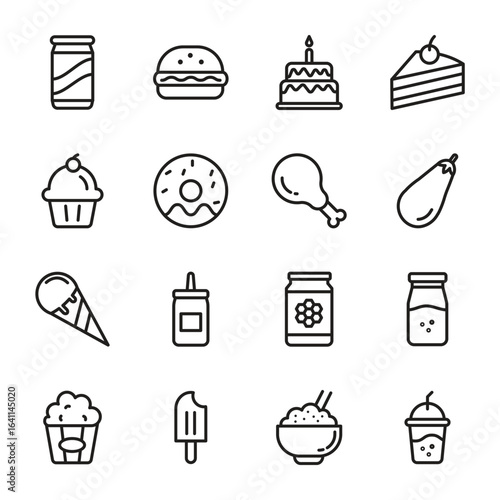 food and drink Vector Outline Icon. Set 2