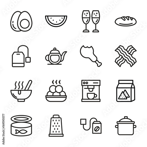 food and drink Vector Outline Icon. Set 4