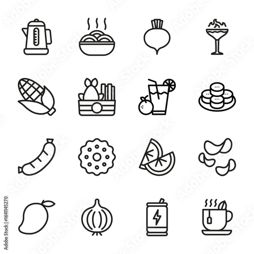 food and drink Vector Outline Icon. Set 8