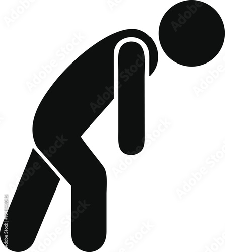 Isolated pictogram of man walking tired, fatigue, sad worker, low energy
