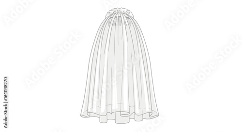 Elegant Sheer Fabric Drape Illustration on Clean White Background