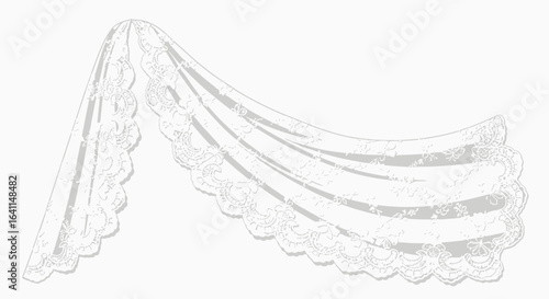 Elegant wedding veil with intricate lace pattern in soft neutral tones