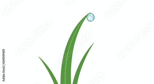 Serene Dewdrop on Grass Illustration for Eco-Friendly Designs and Nature-Themed Projects, Ideal for Sustainable Living Concepts, Environmental Awareness Campaigns, and Educational Materials