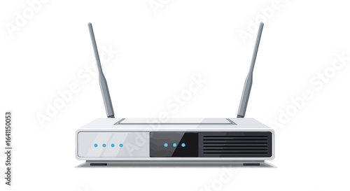 Sleek white wireless router with antennas symbolizing modern connectivity