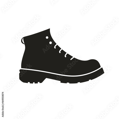 Isolated illustration of black pictogram safety shoes, a working foot protection icon for industrial graphic element sign
