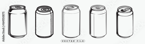 Collection of Hand Drawn Soda Can Illustrations in Various Styles