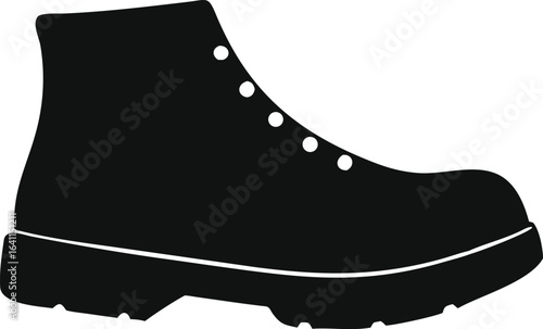 Isolated illustration of black pictogram safety shoes, a working foot protection icon for industrial graphic element sign
