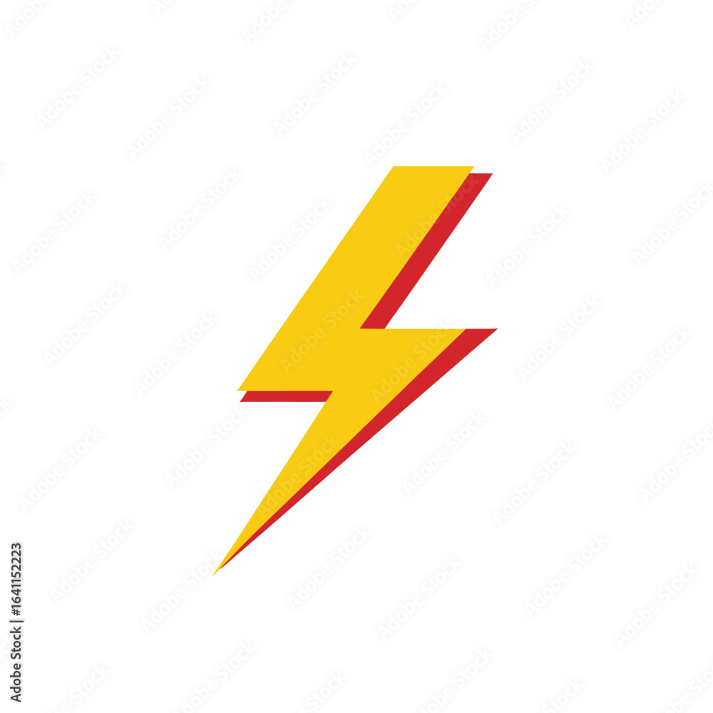Illustration of a yellow lightning bolt with red shadow line Illustration of a yellow lightning bolt with red shadow line