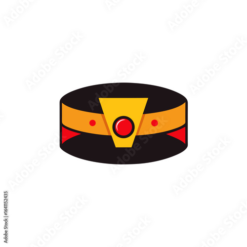 Illustration of a black and gold military style peaked cap