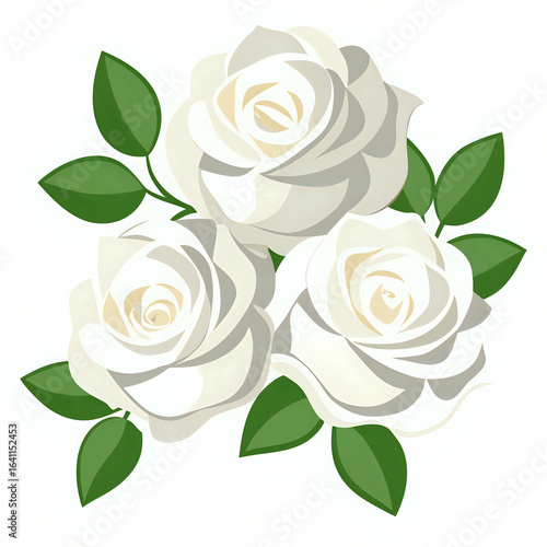 white roses ,vector illustration white background
