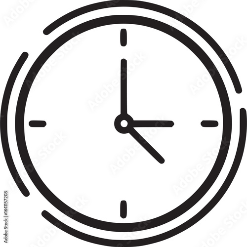 Clock icon isolated on white background showing time with hour and minute hands, representing a deadline, schedule, or appointment in a business or web interface
