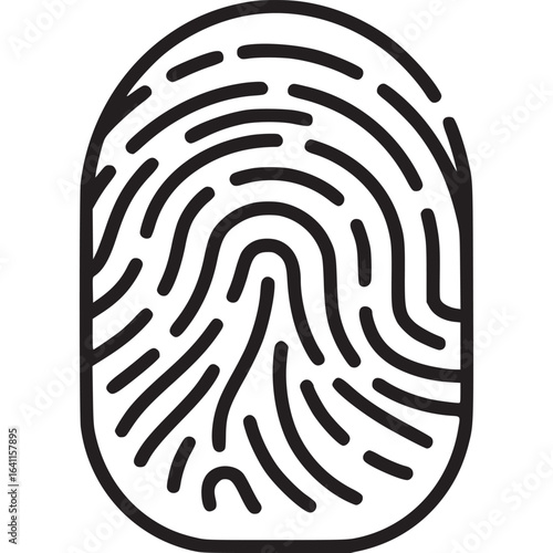 Fingerprint icon isolated on white background representing unique identity, biometric security, and digital authentication for personal data privacy and forensic investigation