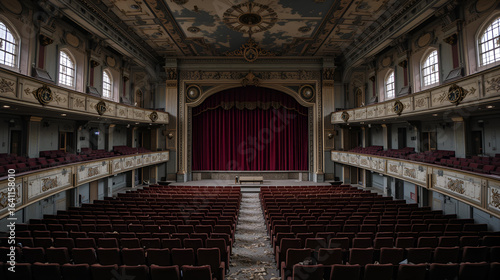 Abandoned theater interior slung derelict forsaken outcast