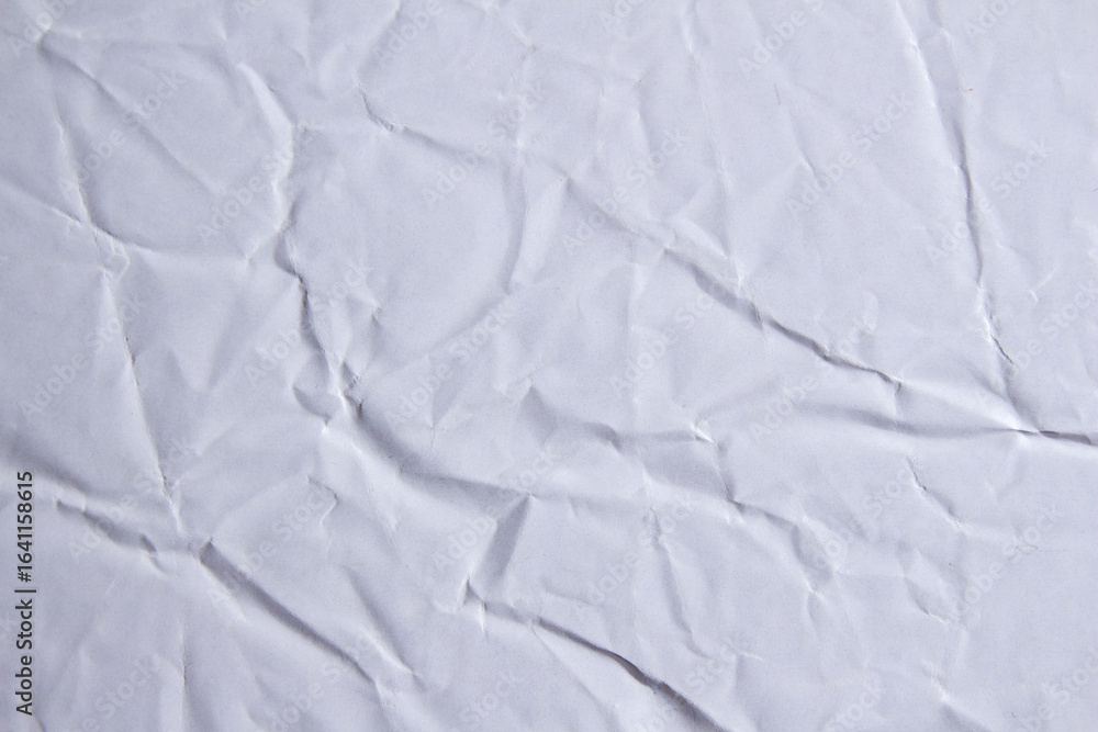 Fototapeta premium White creased crumpled glued paper poster mockup texture background