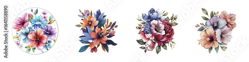 Collection of beautifully painted floral stickers with a modern artistic design