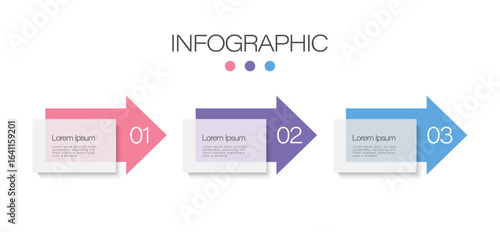 Arrows vector infographic template. Data visualization, three steps infographic layout