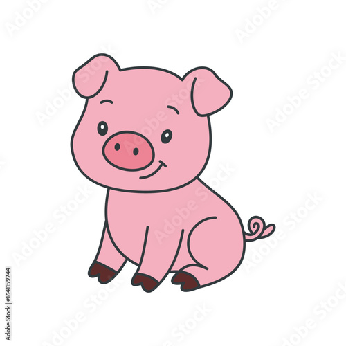 Cute cartoon Pig coloring book illustration vector design templates simple and modern, isolated on white background	