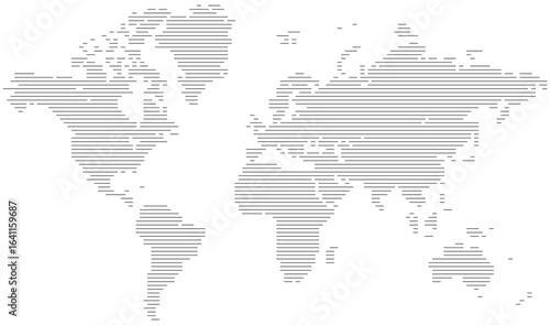 Horizontal line shape vector world map. Unique pattern of vector line shape glove. Global cartography with a modern design for business and technology presentations.