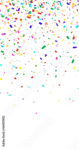 colorful fairy unicorn confetti rain on transparent background, cutout