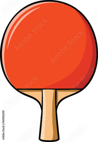 A cartoon illustration of a vibrant orange ping pong paddle.