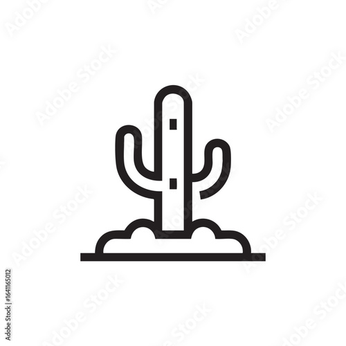  A simple icon of a cactus plant in the desert.