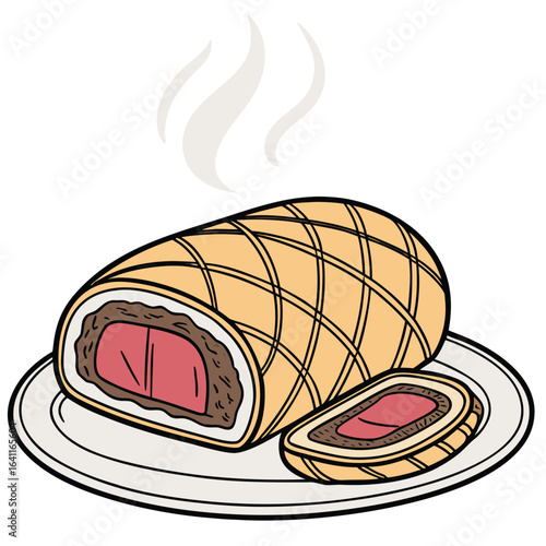 Delicious Beef Wellington on a Plate, Ready to Eat and Still Warm