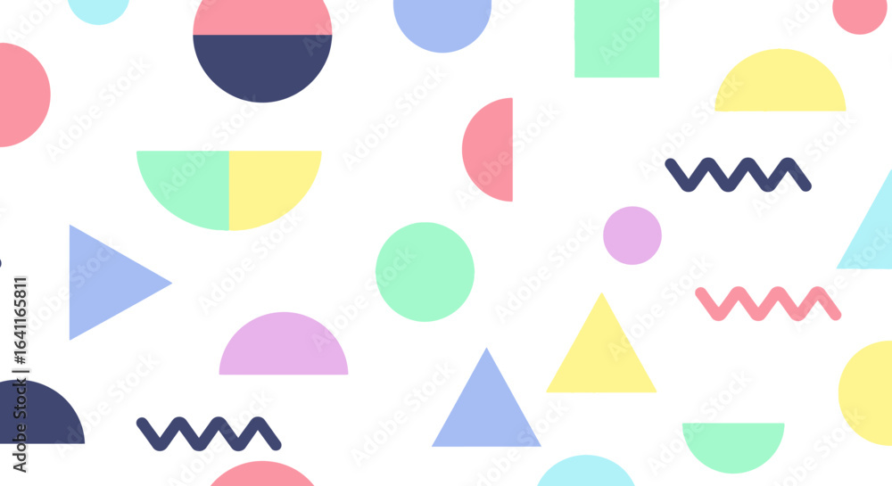 Playful Pastel Geometric Shapes Pattern with Retro Vibes Playful Pastel Geometric Shapes Pattern with Retro Vibes