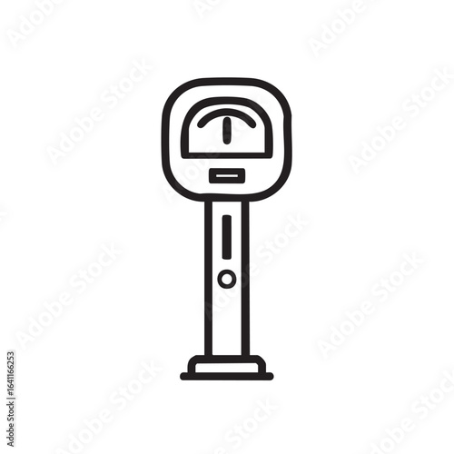 
A parking meter icon is shown in black and white.
