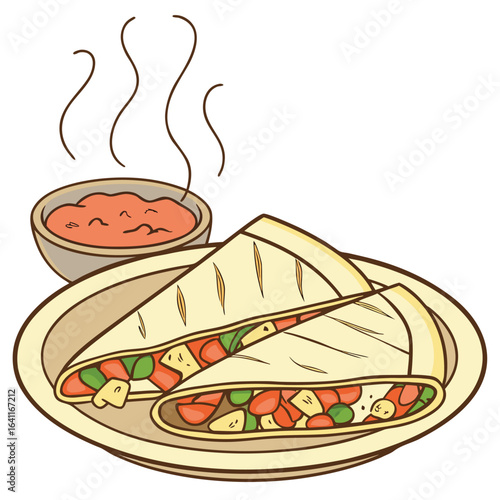 Delicious cheesy quesadillas with a side of salsa for dipping and enjoyment