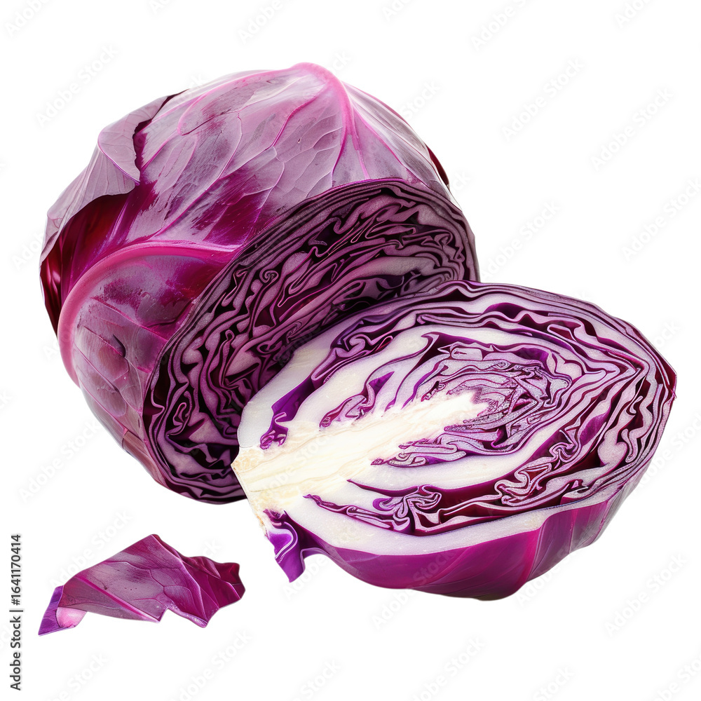 Fototapeta premium Sliced and whole red cabbage