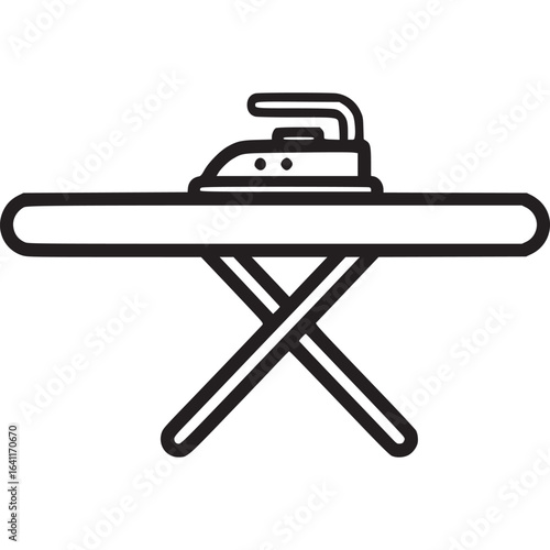 Iron and ironing board isolated on white background, a simple and clean vector illustration for laundry, domestic chores, and household appliances in a modern, minimal style