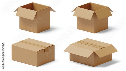 Cardboard boxes open and closed shipping boxes packaging