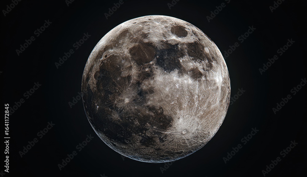 Fototapeta premium Full Moon Night Sky Space Celestial Background Wallpaper