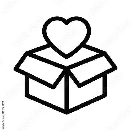 Heart Donate Vector Outline Icon. EPS 10 File