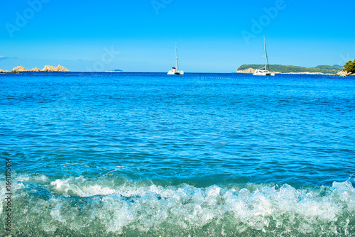 Dubrovnik, Croatia, 26. August 2021., beach Lapad, luxury hotels and apartments, beautiful Adriatic sea,