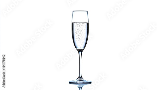Sparkling wine glass, celebration, studio, bubbles, white background, advertisement